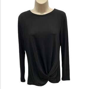 Ann Taylor Black Long Sleeve Side Knot Top Size Small New